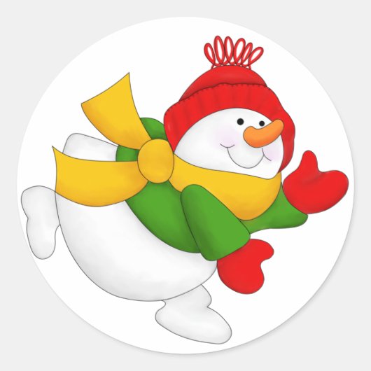 Rood Pet Sneeuwman Ronde Stickers (Voorkant)