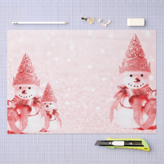 Rood Pet Sneeuwman Vakantie Tissue Papier (Craft)