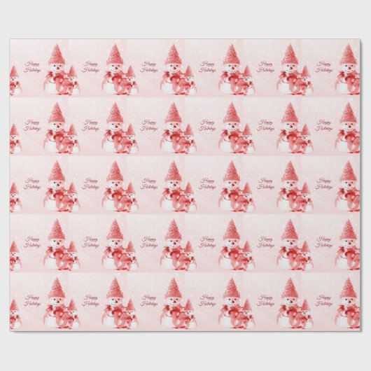 Rood Pet Sneeuwman Wrapping Papier (Vlak)