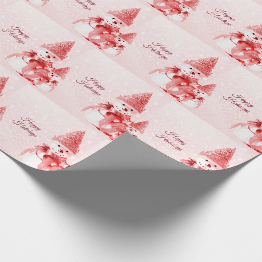 Rood Pet Sneeuwman Wrapping Papier (Hoek)