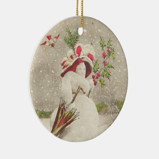 Rood Pet Snowwoman  Ornament (Rechts)