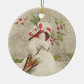Rood Pet Snowwoman  Ornament (Voorkant)