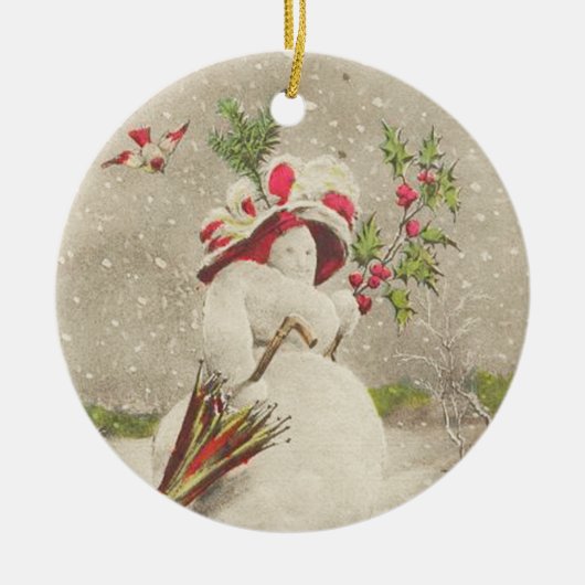 Rood Pet Snowwoman Ornament (Voorkant)