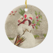 Rood Pet Snowwoman Ornament (Achterkant)