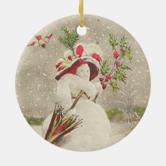 Rood Pet Snowwoman  Ornament (Achterkant)