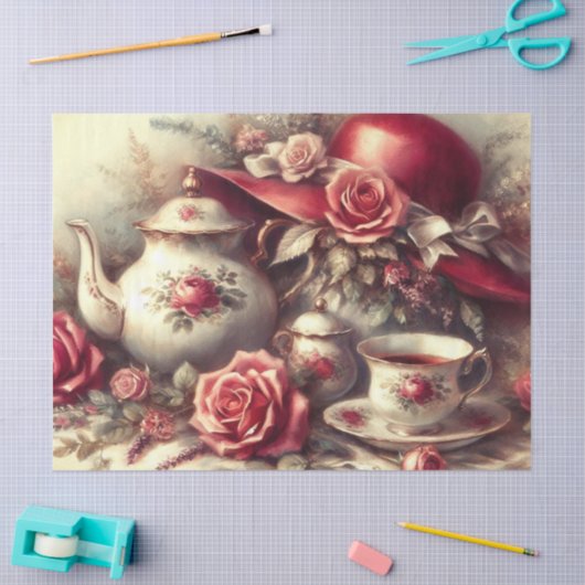  rood Pet Tea Party Tissuepapier (Craft)