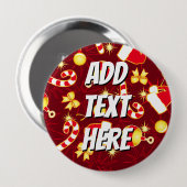 Rood — pet van Santa Ronde Button 4,0 Cm (Voorkant /achterkant)