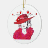 rood pet voor de boom keramisch ornament (Links)