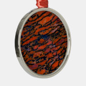 Rood Petrified dinosaur bone Metalen Ornament (Rechts)