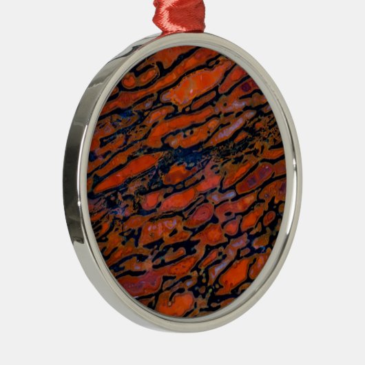 Rood Petrified dinosaur bone Metalen Ornament (Rechts)