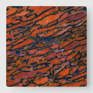 Rood Petrified dinosaur bone Vierkante Klok