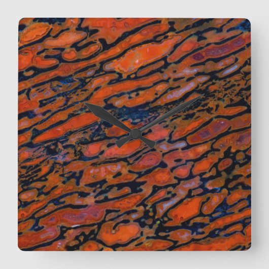 Rood Petrified dinosaur bone Vierkante Klok (Voorkant)