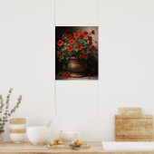 Rood Petunia Bloemen Art Print Poster (Keuken)