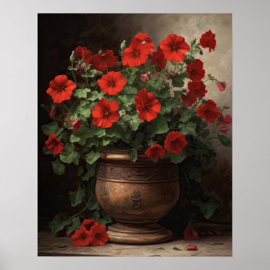 Rood Petunia Bloemen Art Print Poster (Voorkant)