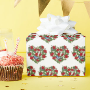 Rood petunia hart met blauwe vlinder cadeaupapier