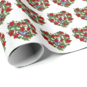 Rood petunia hart met blauwe vlinder cadeaupapier (Rol Hoek)