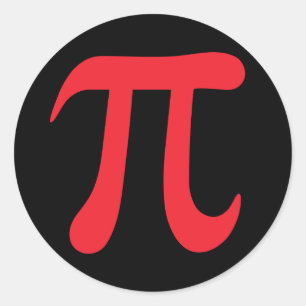 Rood pi wiskundig symbool op zwarte stickers