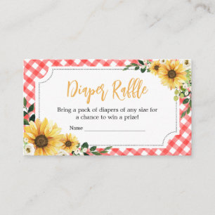 Rood Picknick Zonnebloem Baby shower Luier Raffle Informatiekaartje