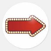 Rood Pijl Bord met Lichten Ronde Sticker (Voorkant)