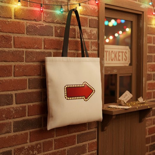 Rood Pijl Bord met Lichtjes Tote Bag