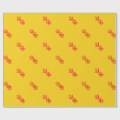 Rood Pine Apple in Geel. Cadeaupapier (Vlak)