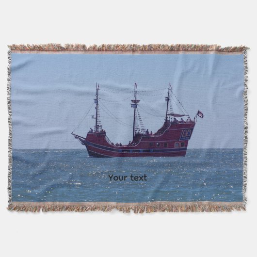 Rood Piratenschip op de Oceaan Deken (Voorkant)
