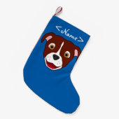 Rood Pitbull Face met White Blaze Kleine Kerstsok (Voorkant (Hangend))