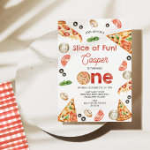  rood pizza slice of fun 1st birthday kaart