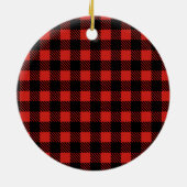 Rood Plaid Baby Foto Baby's 1e Kerstmis Keramisch Ornament (Achterkant)