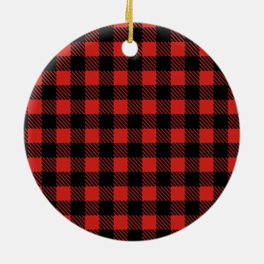 Rood Plaid Baby Foto Baby's 1e Kerstmis Keramisch Ornament (Achterkant)