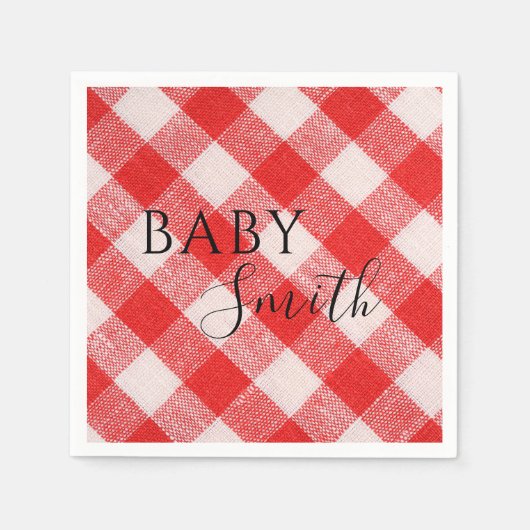 Rood plaid Baby Q Baby shower Barbecue Servet (Voorkant)