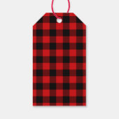 Rood Plaid Brush Script Christmas Truck Cadeaulabel (Achterkant)