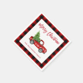 Rood Plaid Brush Script Christmas  Truck Servet (Hoek)