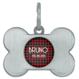 Rood Plaid Custom Dog ID Label Bord voor Kragen Huisdieren Naamplaatje