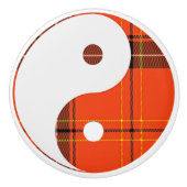 Rood Plaid en wit Yin Yang vakantie Ornament Keramische Knop (Voorkant)