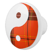 Rood Plaid en wit Yin Yang vakantie Ornament Keramische Knop (Rechts)