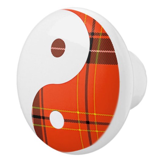 Rood Plaid en wit Yin Yang vakantie Ornament Keramische Knop (Rechts)