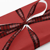 Rood Plaid Gepersonaliseerd Kerstcadeau Satijnen Lint