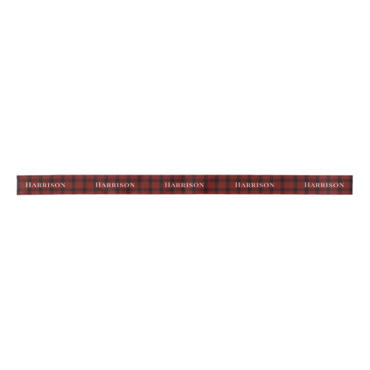Rood Plaid Gepersonaliseerd Kerstcadeau Satijnen Lint (Voorkant)