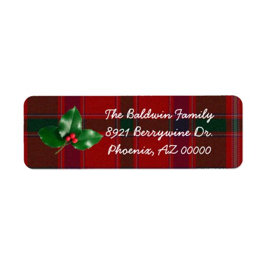 Rood Plaid Kerst Adresetiketten Etiket (Voorkant)