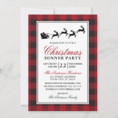 Rood Plaid Kerst Diner Feest Rendieren Kaart (Voorkant)