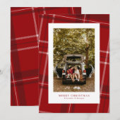 Rood plaid klassieke vakantie fotokaart feestdagenkaart (Voorkant / Achterkant)