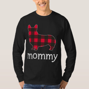 Rood Plaid Mama Corgi Kerstmis Bijpassende Familie T-shirt