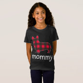 Rood Plaid Mama Corgi Kerstmis Bijpassende Familie T-shirt (Voorkant volledig)