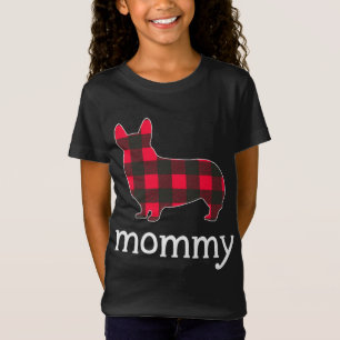 Rood Plaid Mama Corgi Kerstmis Bijpassende Familie T-shirt