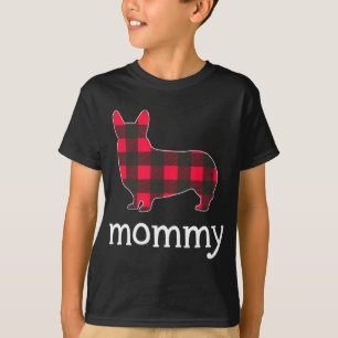 Rood Plaid Mama Corgi Kerstmis Bijpassende Familie T-shirt