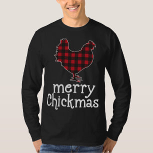 Rood Plaid Merry Chickmas Grappige Kerstmis Kip L T-shirt