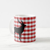 Rood plaid met zwart hert koffiemok (Voorkant links)