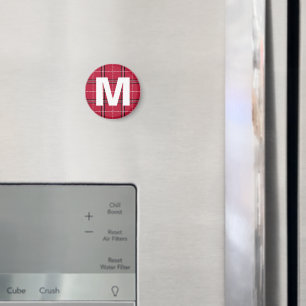 Rood Plaid Monogram Initiaal Letter Kinderen Art M Magneet