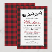 Rood Plaid Rendier Kerstfeest Kaart (Voorkant / Achterkant)